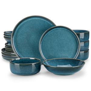 vancasso VEGA Plates and Bowls Sets, 12/16/18 Pieces Stoneware Dinnerware Sets Ceramic Serving Dishes Set Modern kitchen Dishware Sets Service for 4/6, Dishwasher and Microwave Safe