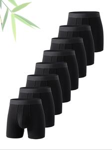 8PCS Men's Bamboo Fiber Underwear, Long Leg Anti-Chafe Briefs, Fly Design, Super Soft & Breathable, Multi-Pack, Comfortable Daily Wear
