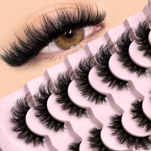 3D False Eyelashes, 7 Pairs Wispy Volume Natural Curling Eye Makeup Strip Lashes, Full Volume Eyelash for Lashes Extensions, DIY Individual Lashes, Cosmetic