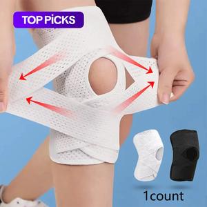 Pressurized Elastic Knee Pad, 1 Count Knee Brace, Knee Support, Sports Protective Gear for Men & Women, Breathable Adjustable Knee