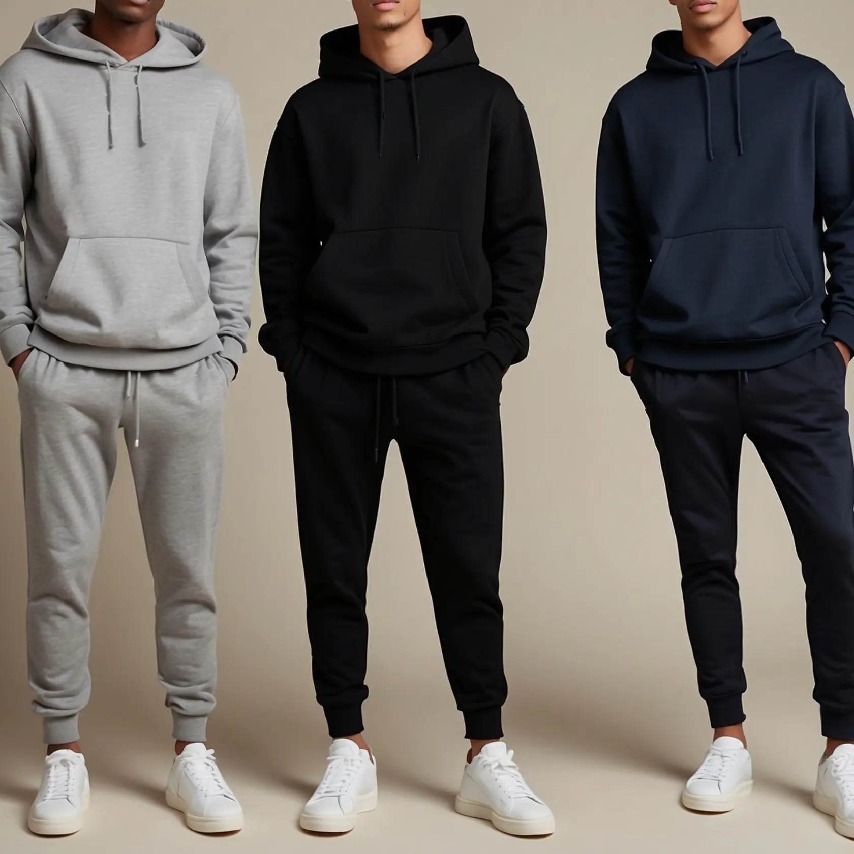 Mens Plain Fleece Tracksuit - 2 Pc Hoodie and Jogger Set - Casual Everyday Menswear