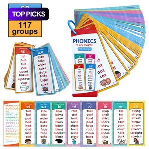 Phonics Word List Card Set, 60pcs/set 117 Groups Pronunciation Word List, Vocabulary Building Aids with Over 900 Pronounced Rhyming Words