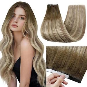 MORESOO Tape in Weft Hair Extensions Human Hair 50G One Piece Easy Application Natural Look Comfortable Fit
