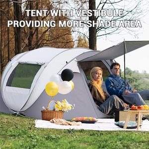 Upgraded fully automatic boat tent, suitable for 4-8 people, fiberglass frame, Oxford cloth, can withstand moderate to heavy rain, with front and back curtains, more spacious, suitable for leisure camping, outdoor, backpacking and beach parties, etc.