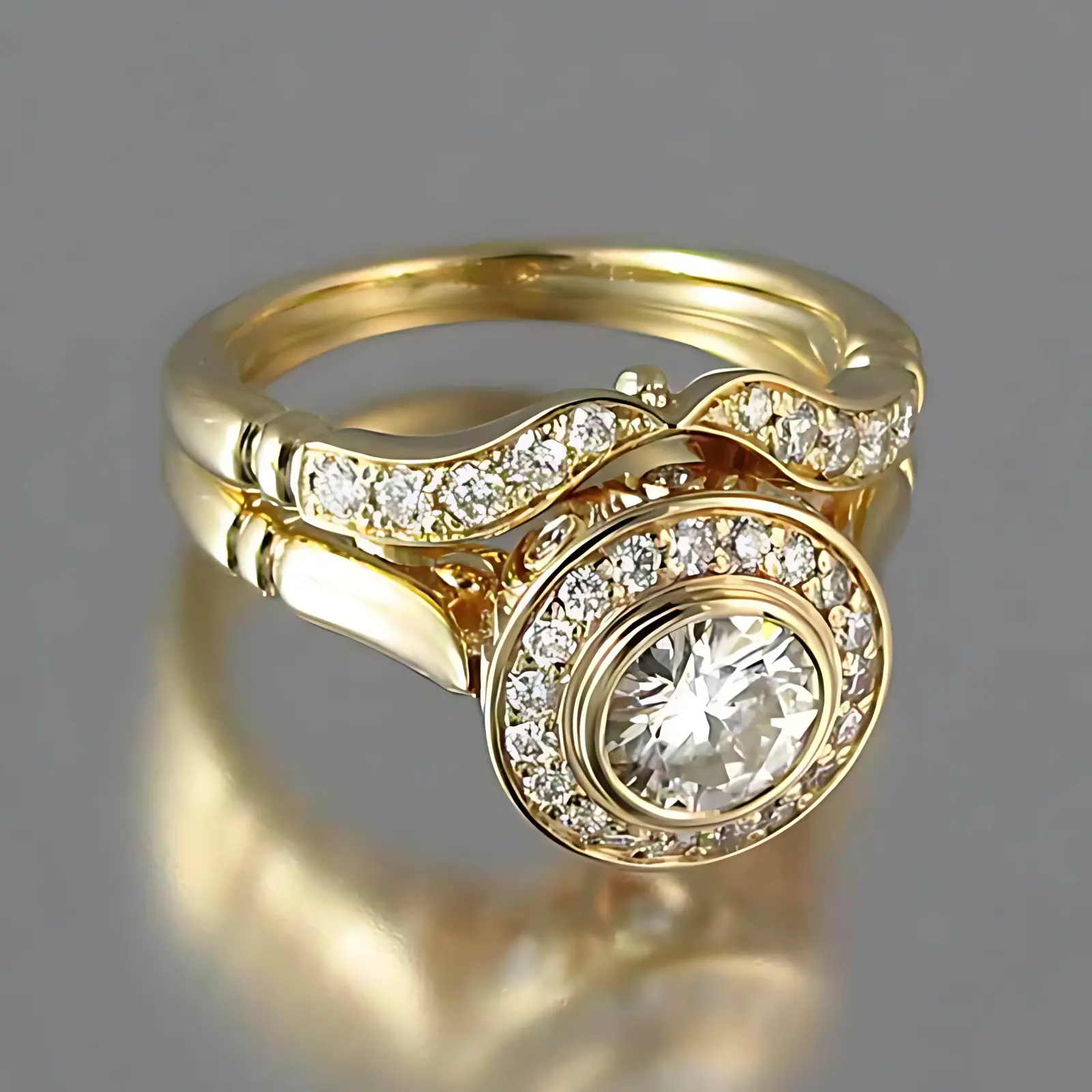 Halo Ring Inlaid with Shiny Cubic Zirconia for Engagement Party, Bridal, Wedding Ring Party Jewelry for Women