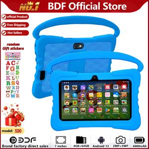 7-Inch Kids Touchscreen Tablet, Quad-Core Android 13.0, 4GB RAM 64GB Storage, 1280x800 Resolution, Dual Cameras, WiFi Bluetooth-compatible, Parental Control