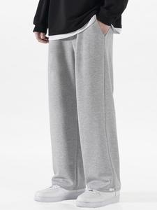 Men's Plain Drawstring Waist Sweatpants, Regular Fit Casual Soft Pocket Straight Leg Lounge Pants for Spring & Fall, Men's Trousers for Daily Wear, Mens Tracksuit, Stylish Casual Menswear, Pants in British, Pants for Men, Athletic