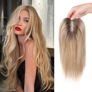 Mofasal Human Hair Toppers for Women 10inch Blonde 100% Remy Human Hair Toppers for Thin Hair Real Human Hair Swiss Base Hand-Tied Straight Clip in Toppers Hair Pieces for Women 30g  for Wide parting&Partial hair loss&Cover gray hair Mother's Day