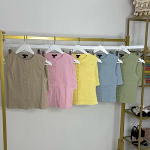 BAMBI Sleeveless Button Shorts Two Piece Casual Womenswear Summer Holiday Set - 2713