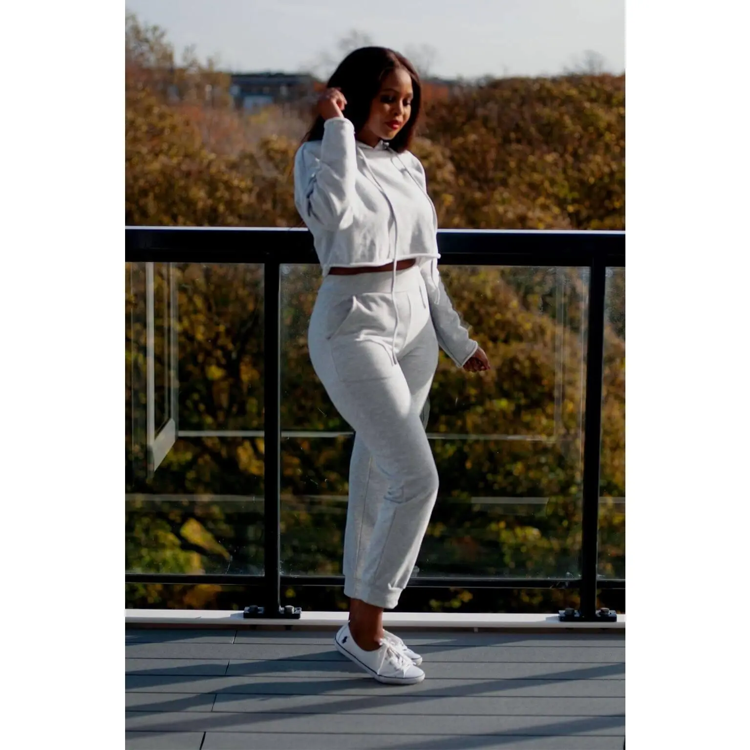 Grey Jogger Set High Waist