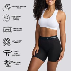 Step One Women's Anti-Chafe Body Shorts, 2 Pack, Breathable Viscose Bamboo Fabric, Super Soft Waistband, Comfortable Everyday Wear Fits, Activewear Panties, Ladies Basic, Athletic, Indoor Womenswear, Underwear for All Seasons