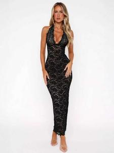 Women's Floral Lace Bodycon Dress, Elegant Fashion Long Dress for Party Club Dating Wear, Women Dress for Summer, Formal Wear