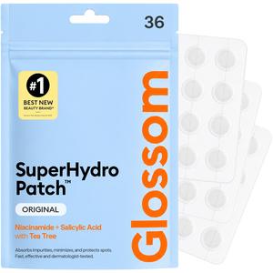 Glossom SuperHydro Patch Original | Invisible Hydrocolloid Pimple Patches, Spot Stickers & Mighty Dots with Niacinamide, Salicylic Acid, Tea Tree & Cica for Blemishes, Redness & Acne Prone Skin | Made in Korea