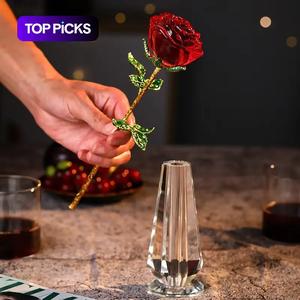 Elegant Glass Crystal Rose, Perfect for Valentine's Day, Mother's Day, Weddings, Decorative Desktop Display, Eternal Flowers, Christmas Gift