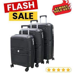 £75 Full Set of 3 SUITCASE LUGGAGE Polypropylene (PP) Black Hard Shell Suitcase Set Viral Trending Travel Luggage, Small, Medium, Large, 20 inch, 24 inch, 28 inch. MODEL: SSK LONDON PRO