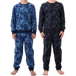 Boys Fleece Pyjama Set with Long Sleeve T-Shirt & Bottom Pants Sleepwear Loungewear & Nightwear for Kids Soft & Comfortable Top & Trousers 4-13 Years