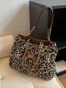 Women's Random Leopard Print Shoulder Bag, Casual Shoulder Bag, Style Large Capacity Tote Bag for Work & Daily Used, Personalized Trendy All-match Underarm Bag
