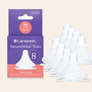 Lansinoh Pack of NaturalWave Medium Flow Teats for Baby Feeding Bottle Breastmilk, Combi feeding
