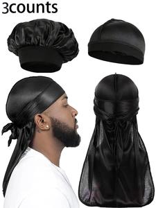 Solid Color Bonnet & Durag & Wave Cap, Casual Comfortable Breathable Cap for Men & Women, Outdoor Sports Home Daily Pirate Cap, Sleeping Cap, Fitted Beanie