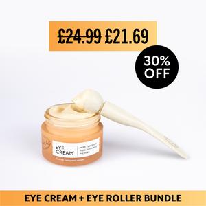 UpCircle Eye Cream with Hyaluronic Acid, Coffee PLUS an Eye Roller - Brightening Cream for Dark Circles & Puffiness - Vegan & Cruelty-Free - 15ml