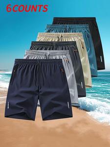 Men's Solid Color Quick Drying Breathable Shorts, Regular Fit Casual Comfy Pocket Shorts for Summer, Men's Bottoms for Daily Wear