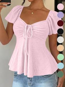 Women's Sweet Style Fashion Breathable Short Sleeve Top for Daily Wear, Summer Casual Wear, Comfortable and Stylish
