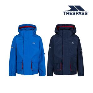 Trespass Kids Waterproof Jacket Reflective Raincoat with Detachable Hood Desic