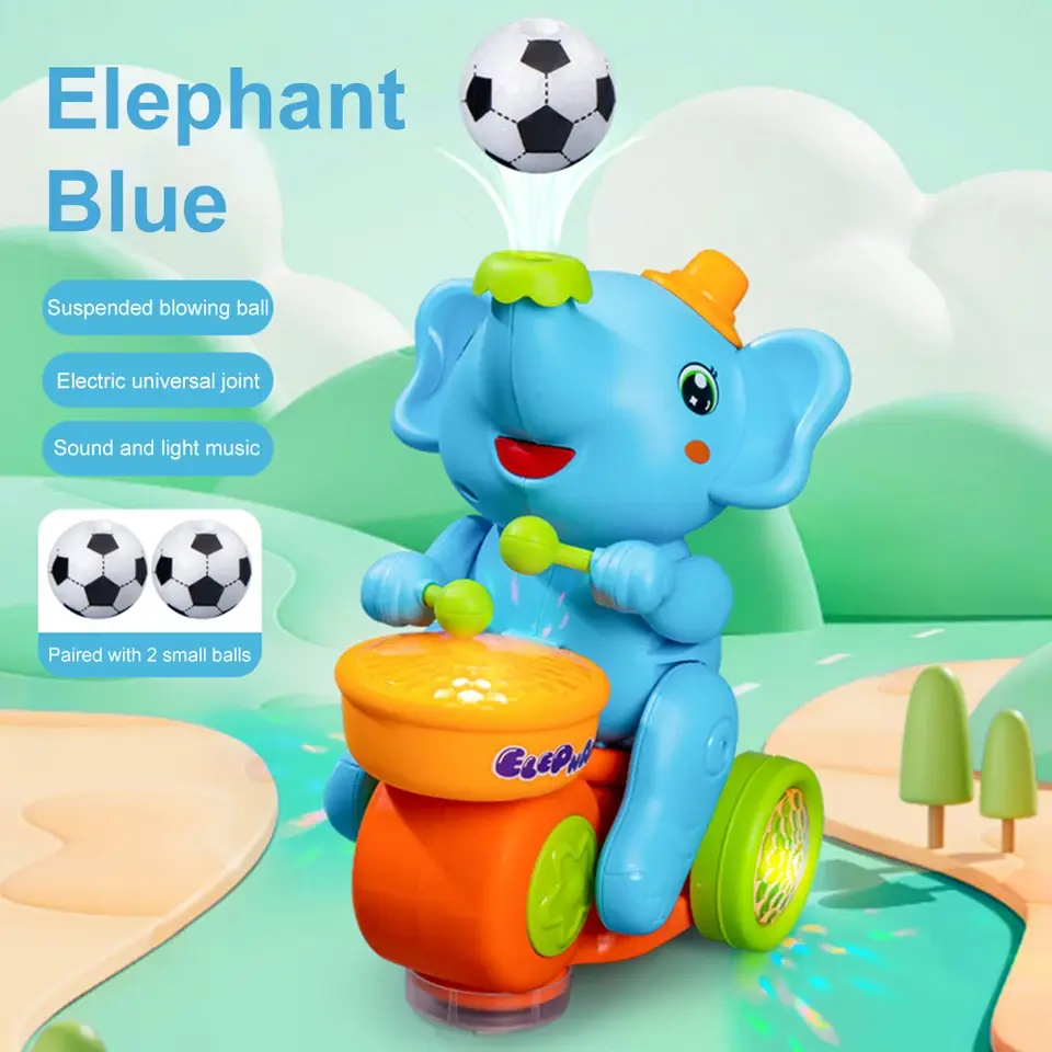Musical Walking Elephant Drummer Toy with 2 Small Balls for Toddlers Aged 3+, Early Learning Interactive Toy, Sensory Toy, Gift, Play