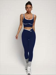 Women's Yoga Tank Top & Long Pants Set, Seamless Design, Slimming Waist Control, Lift Chest and Butt, Outdoor and Casual Wear, Stretchable Activewear