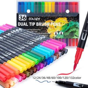 Christmas Gift, Colored Double Fibre Tip Pen, Dual Tip Brush Pen Set, Paint Markers, Fine Tip Brush, Art Marker for Adult Student Drawing, Art Supplies
