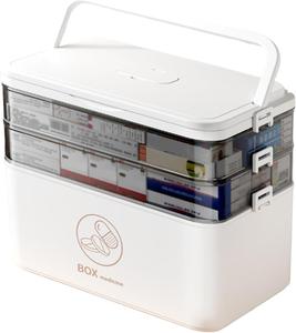 3-Layer Medicine Storage Box with Handle – Multi-Grid Organiser Storage Box