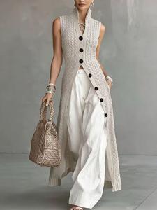 Women's Sleeveless Long Cardigan, New Single-Breasted Design, Loose Fit, Casual Elegance, Sun Protection Outerwear, Versatile Jacket