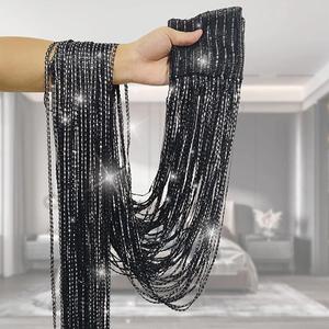 String Door Curtain for Room Decor, 1 Count Halloween Decor Glitter Fringe Door Wall Window Room Divider, Door Decor for Living Room, Bedroom, Party Event, Home Decor, Bedroom Decorative Accessories, Back To School Supplies, Boyfriend Gifts