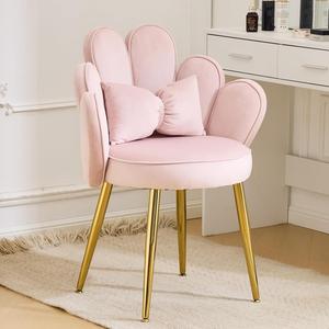 Bonnlo Armchair Accent Chair, Velvet Chair with Golden Legs for Vanity, Modern Petal Side Chair for Bedroom/Living room
