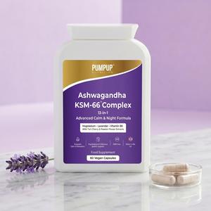 PumpUp Nutrition Ashwagandha Calm 13-in-1 Complex - Ashwagandha Supplements - KSM-66, Tart Cherry, Chamomile, Lemon Balm - Vegan Capsules