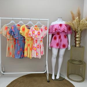 VIRGO BOUTIQUEbrandy - Sunflower Cheese Cloth Bardot Playsuit