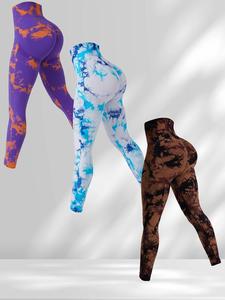 Women's Tie Dye Print High Waist Sports Leggings, Casual Elastic Waist Skinny Pants for Yoga Gym Workout Running, Women Sport & Outdoor Clothing