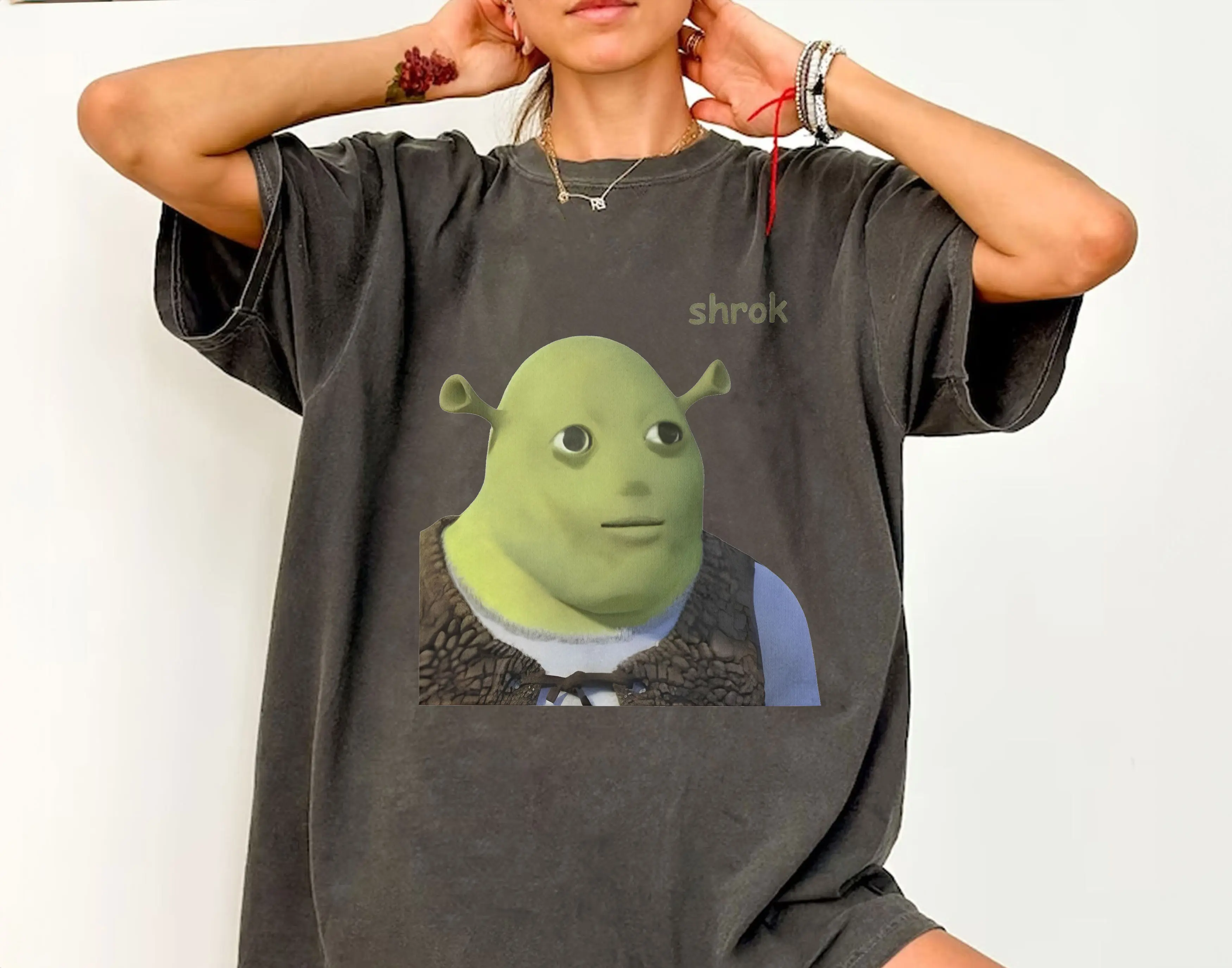 Dank Shrek Shrok Meme T Shirt - Funny Merch Print Gift Idea - Quirky Goofy Wacky Tee