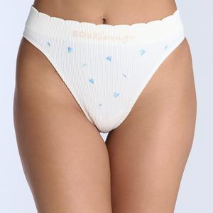 Boux Avenue Ribbed Seamless Thong Floral Embroidered Knickers Soft Stretch Underwear