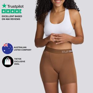 Step One Women's Anti-Chafe Body Shorts - Mahogany, Breathable Viscose Bamboo Fabric, Super Soft Waistband, Comfortable Everyday Wear Fit, Black Organic, Butter Soft, Activewear Panties, Ladies Basic, Athletic, Indoor Womenswear, Underwear for All Seasons