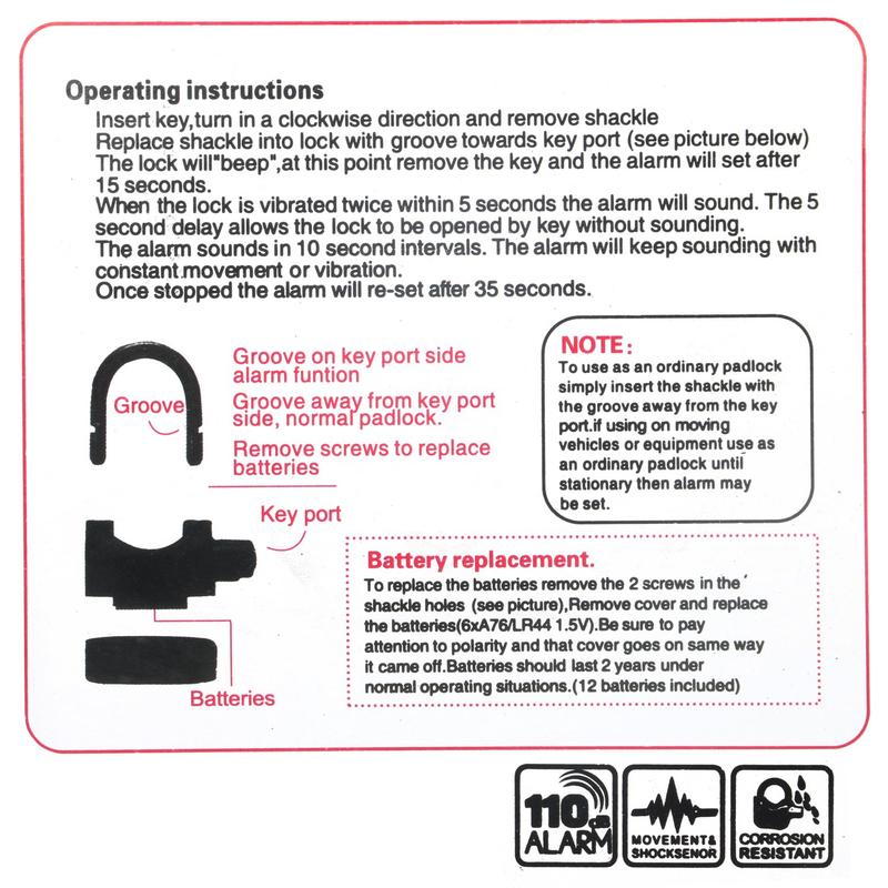 Alarmed Padlock, 110DB Padlock Heavy Duty Outdoor Stainless Steel Gate Alarm Lock with 3 Keys, High Security Outdoor Padlock for Garage Shed Fence Storage Units