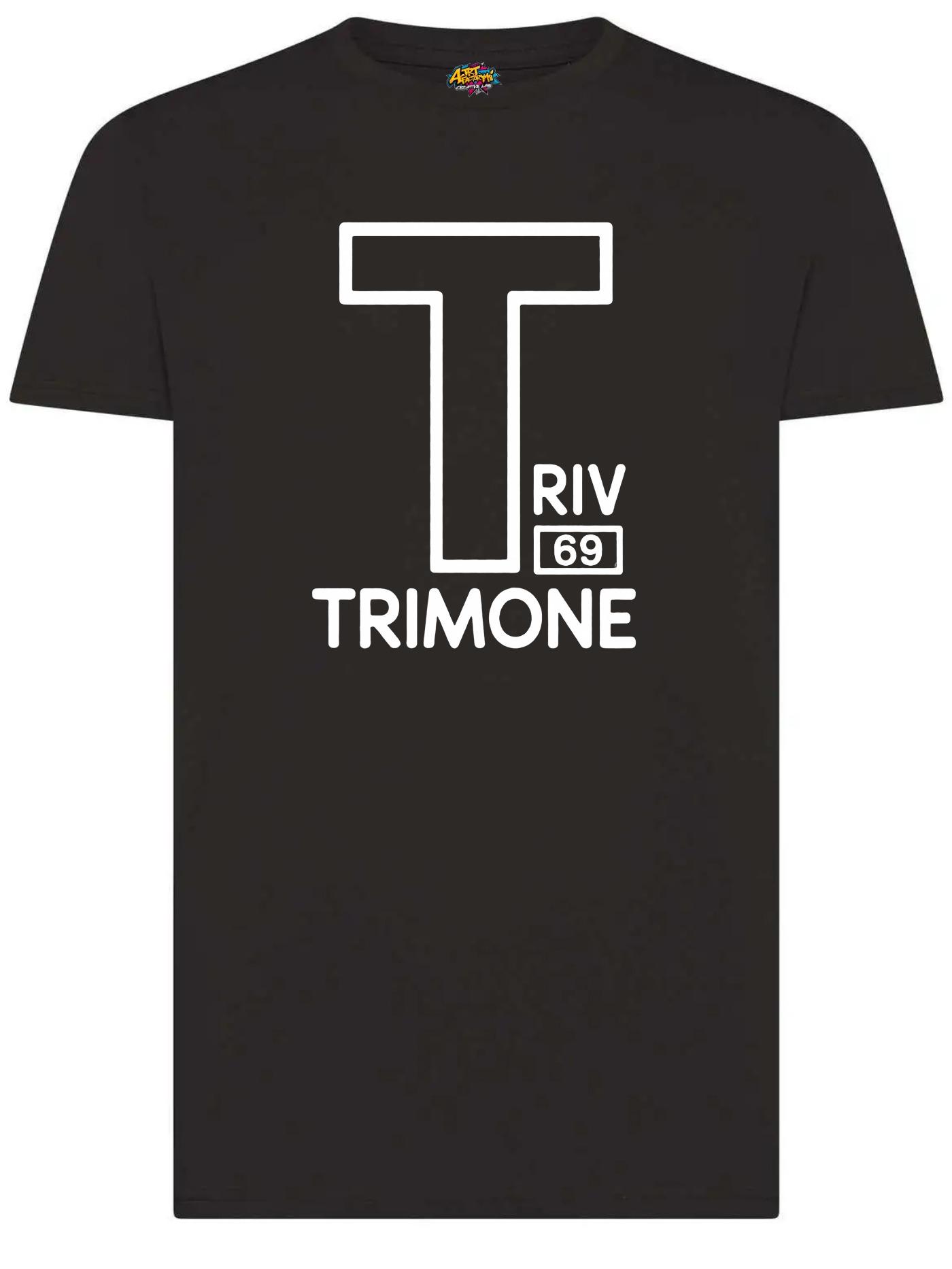 Trimone T-Shirt RIV 69 Nera 100% Cotone Design Ironico Pugliese Vestibilità Regolare Taglie S-2XL Perfetta per Ogni Occasione