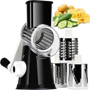 Rotary Cheese Grater with Handle & 3 Replaceable Blades, 1 Count Manual Vegetable Chopper, Kitchen Tool for Cheese, Vegetable, Walnut, Chocolate, Vegetable Slicer Dicer