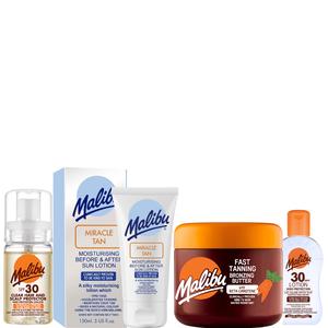 Malibu Sun Protection Bundle - Hair Scalp Spray, Tanning Butter, SPF 30 Lotion, & Tan Miracle 150ml – Summer Skincare, Tanning & Sun Care Essentials
