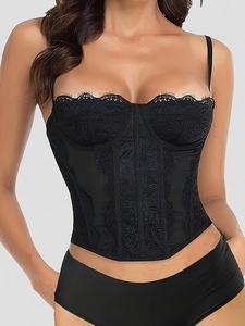 Women's Lace Bustier Top, Bust Flattering Design, Adjustable Strap Asymmetrical Hem Corset Style Shapewear Camisole, Women's Shapewear Top for Daily Wear