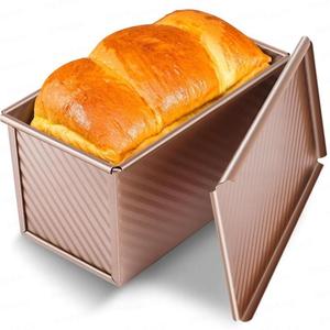 Loaf Pan with Lid, Non-stick Bread Toast Box Mold for Baking Bread, Carbon Steel Corrugated Bread Toast Box Mold for Home Kitchen, Bakeware
