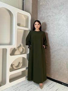 Womenswear Solid Flounce Sleeve Shirred Arabian Dress, Ladies Thobe, Longsleeves Dress, Sundress Maxi Dress, Minimalist Islamic Clothing, Modest Muslim Clothes, Modestdresses, Classy Modest Dresses