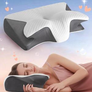 Ergonomic Neck Pillow, 1 Count Adjustable Supportive Memory Foam Pillow, Neck Support Pillow for Side Sleeping, Back Sleeping, Travel, Dormitory, Bedroom