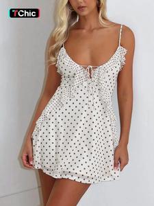 Polka Dot Ruffle Mini Dress Women Sexy Occasion Wear Club Party Dress Outfit Summer Dress
