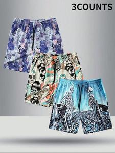 Men's All Over Print Shorts, Casual Comfy Breathable Shorts for Summer, Men's Bottoms for Beach Vacation